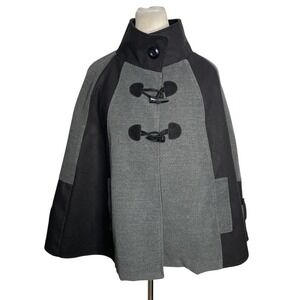 Nordstrom Cape Jacket Toggle Black Grey Office Gidget Academia OS Made In Italy